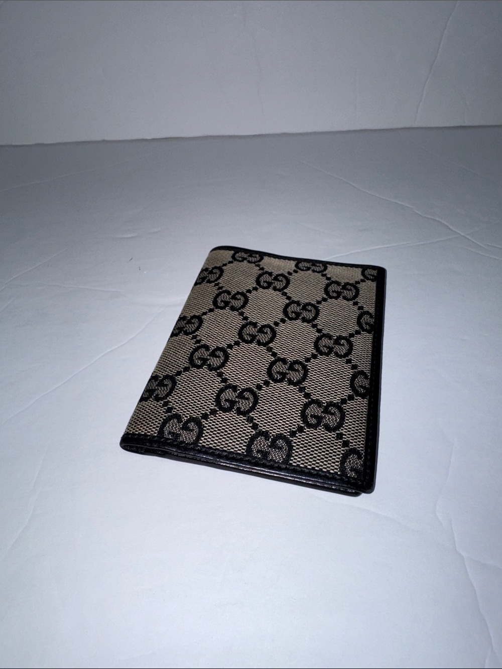 Gucci Beige and Black GG Canvas wallet card holder